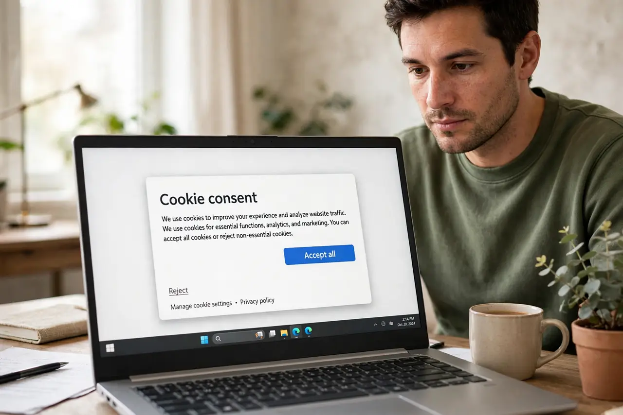 A person performing the first step: Never click 'accept all' by reflex. The big bright button is the design working as.