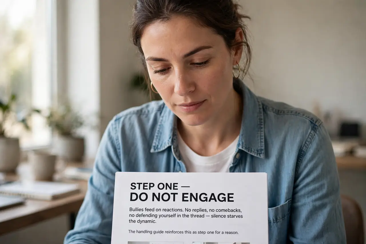 A person performing the first step of the guide: Do not engage.