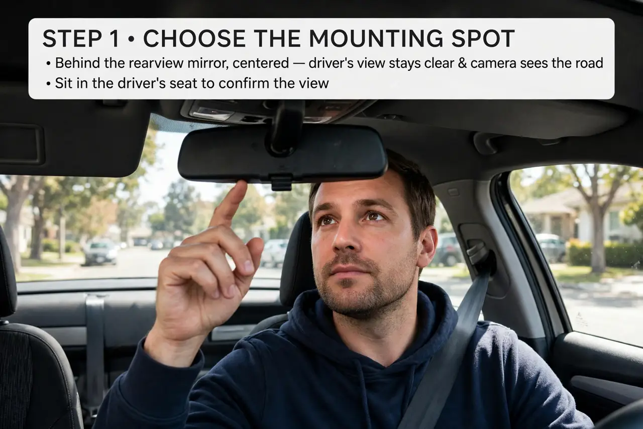 A person performing the first step of the guide: Choose the mounting spot.
