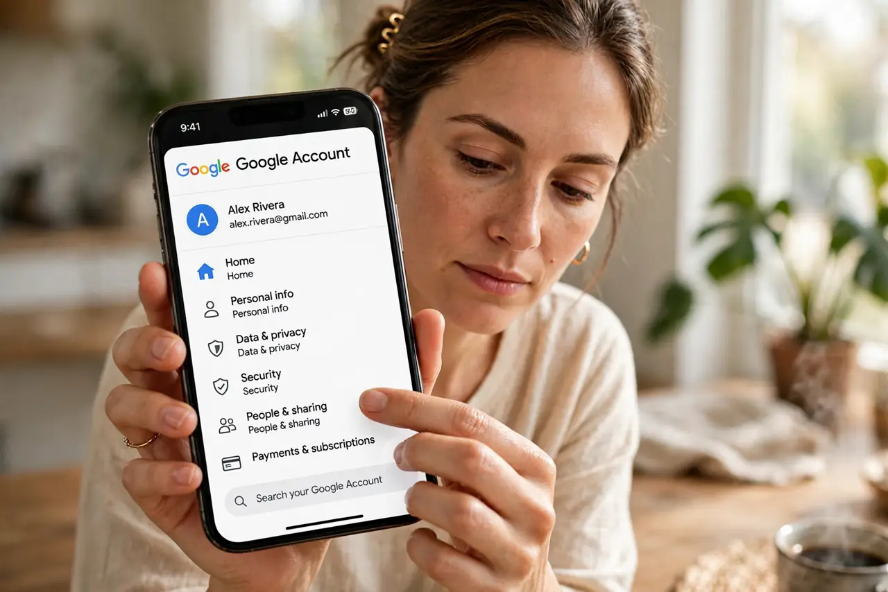 Step 1 in action for Auto-Delete Your Google Activity: Open your Google Account.