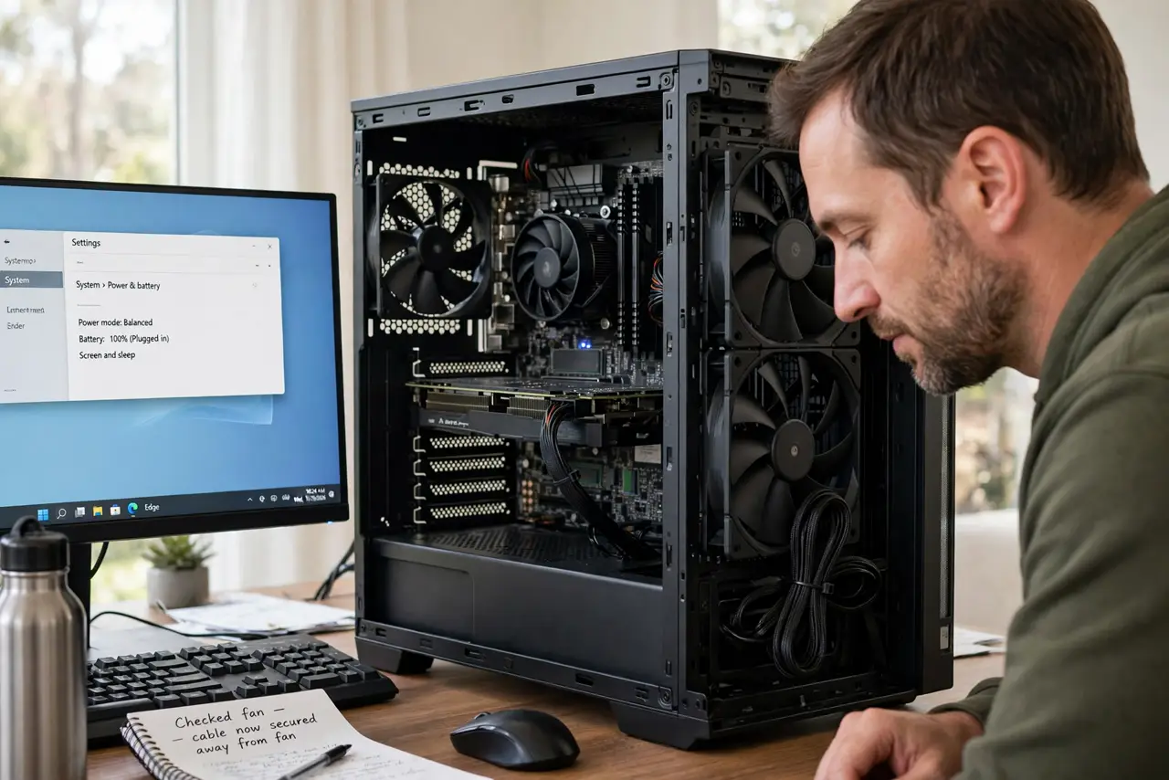 Desktop Fan Rattles on Startup? Fix It — photo showing the situation described in the guide.