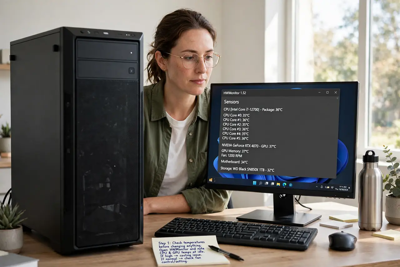 Desktop Fan Runs at Full Speed Always? Fix It — step 1 being performed on the device.