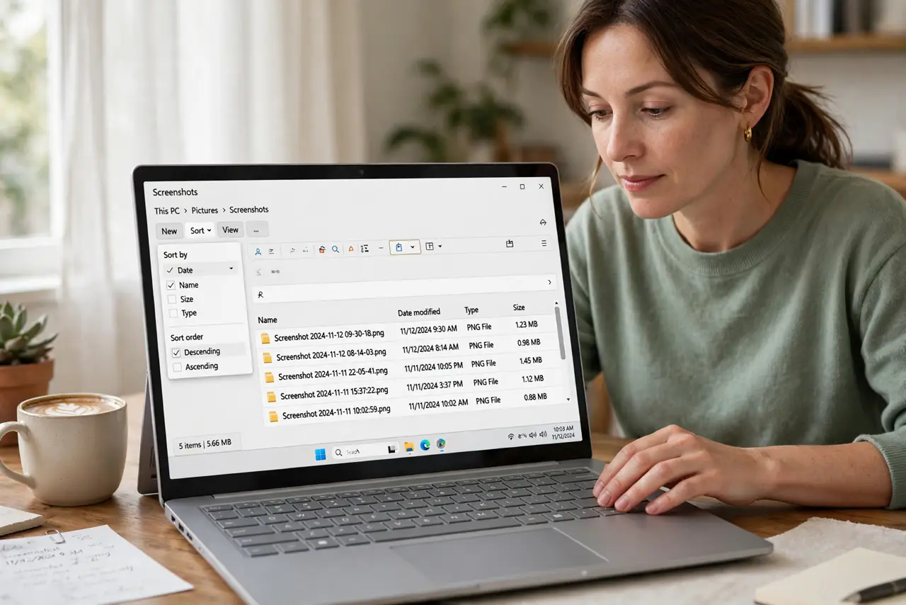 Person performing step 1 of Desktop Screenshots Pile Up? Fix It