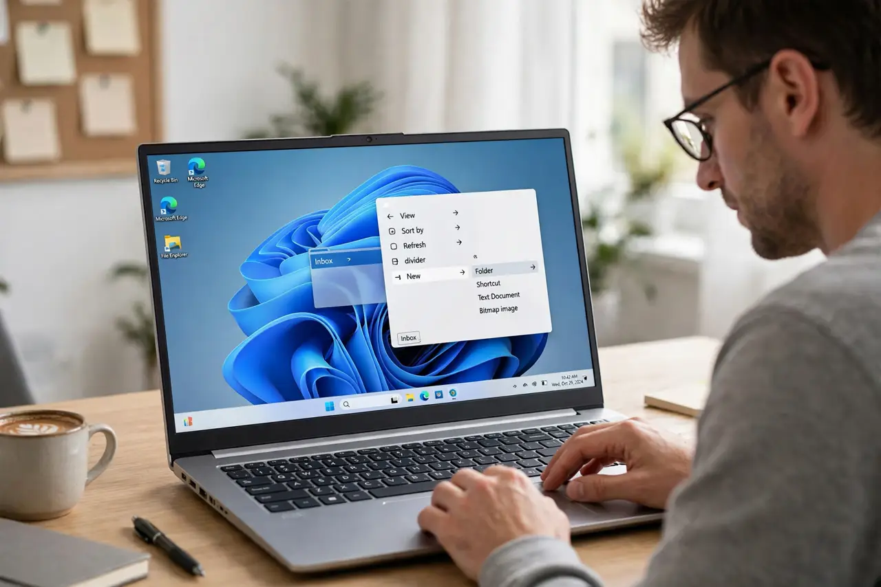 Step 1 in action for The Desktop Zero Method: Create the desktop inbox.