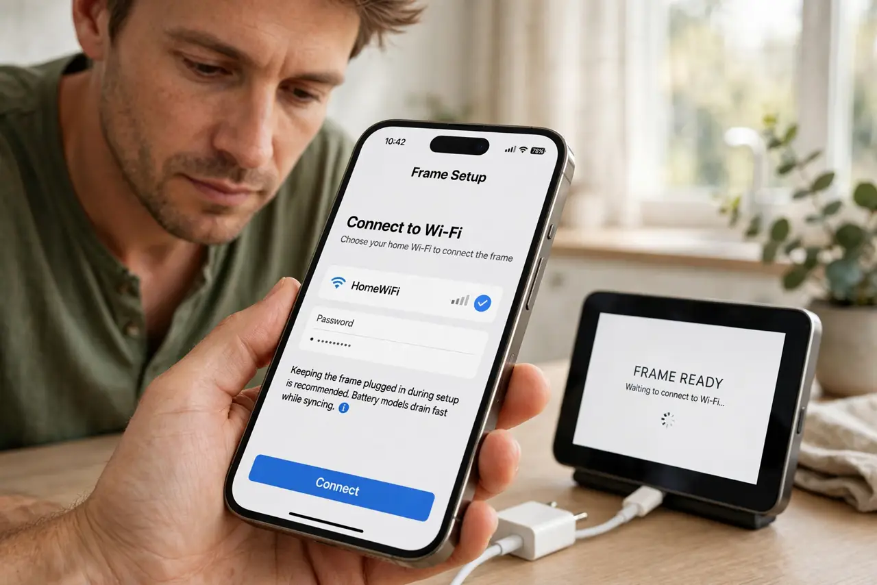 Plug it in and connect to Wi-Fi.