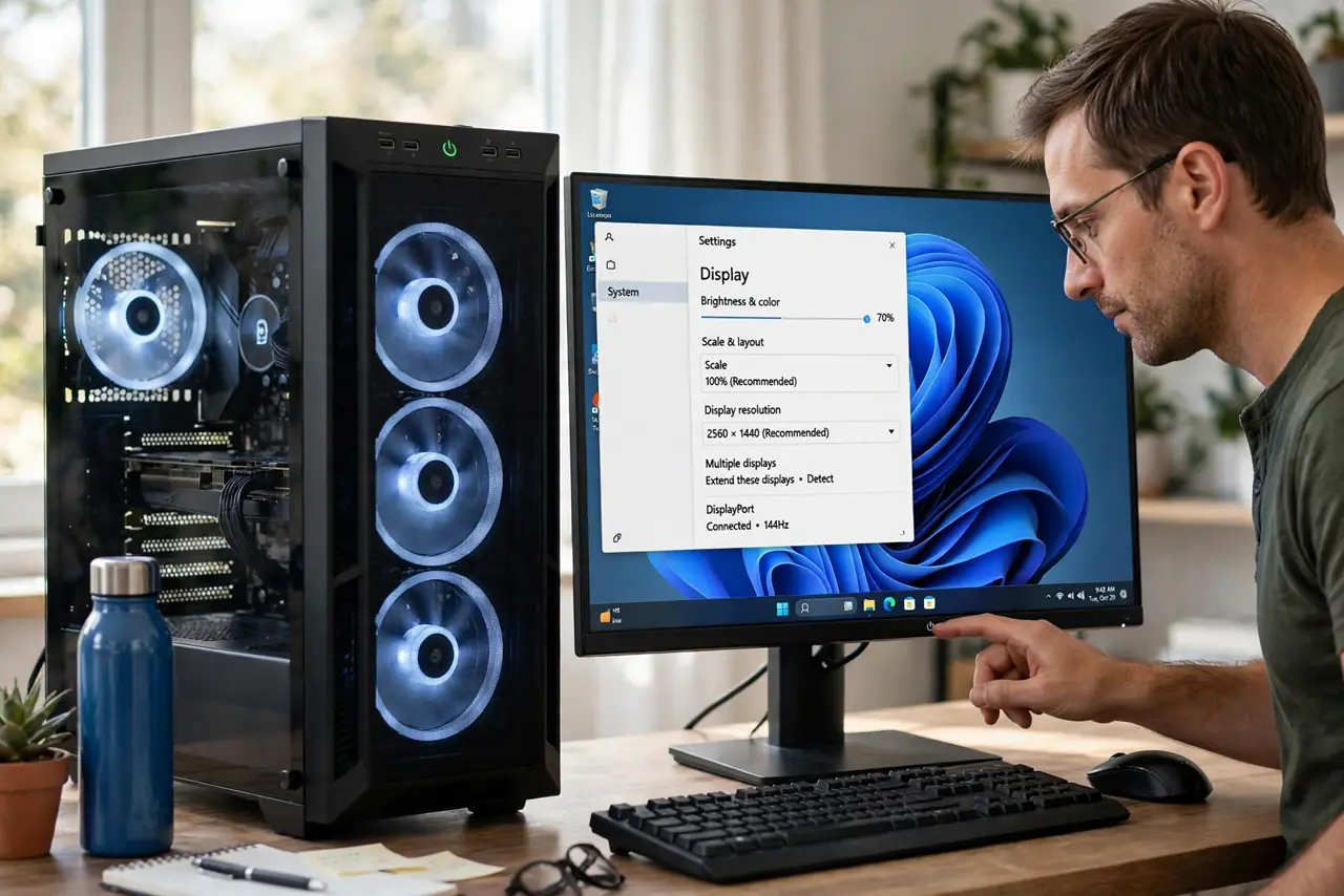DisplayPort No Signal After Sleep? Fix It — step 1 being performed on the device.