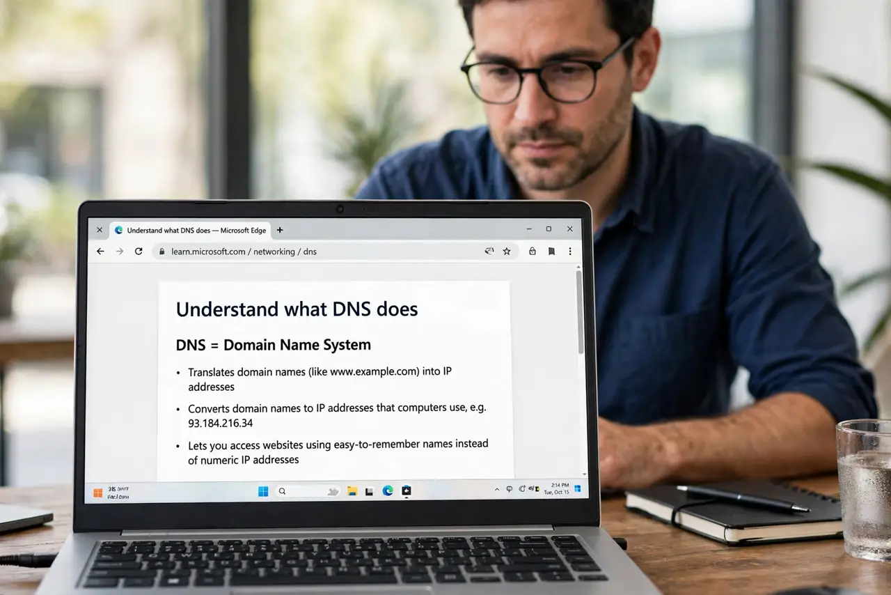 Step 1 in action for Can Changing DNS Speed Up Browsing: Understand what DNS does.
