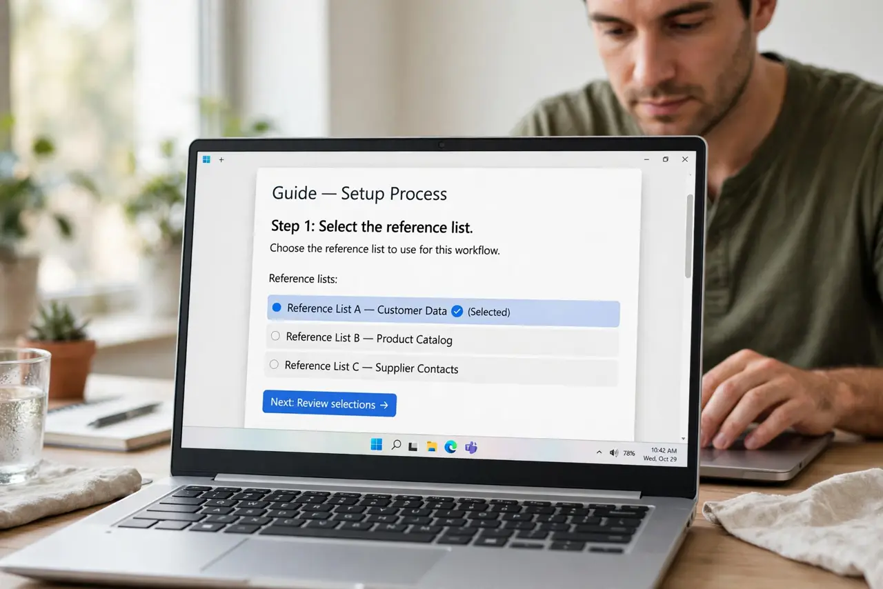A person doing the guide's first step: Select the reference list.