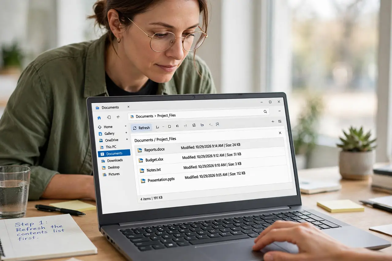 Person performing step 1 of Document Table of Contents Outdated? Fix It