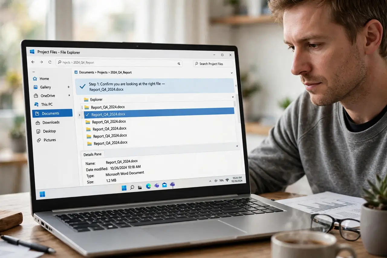Person performing step 1 of Document Version History Missing a Version? Fix It