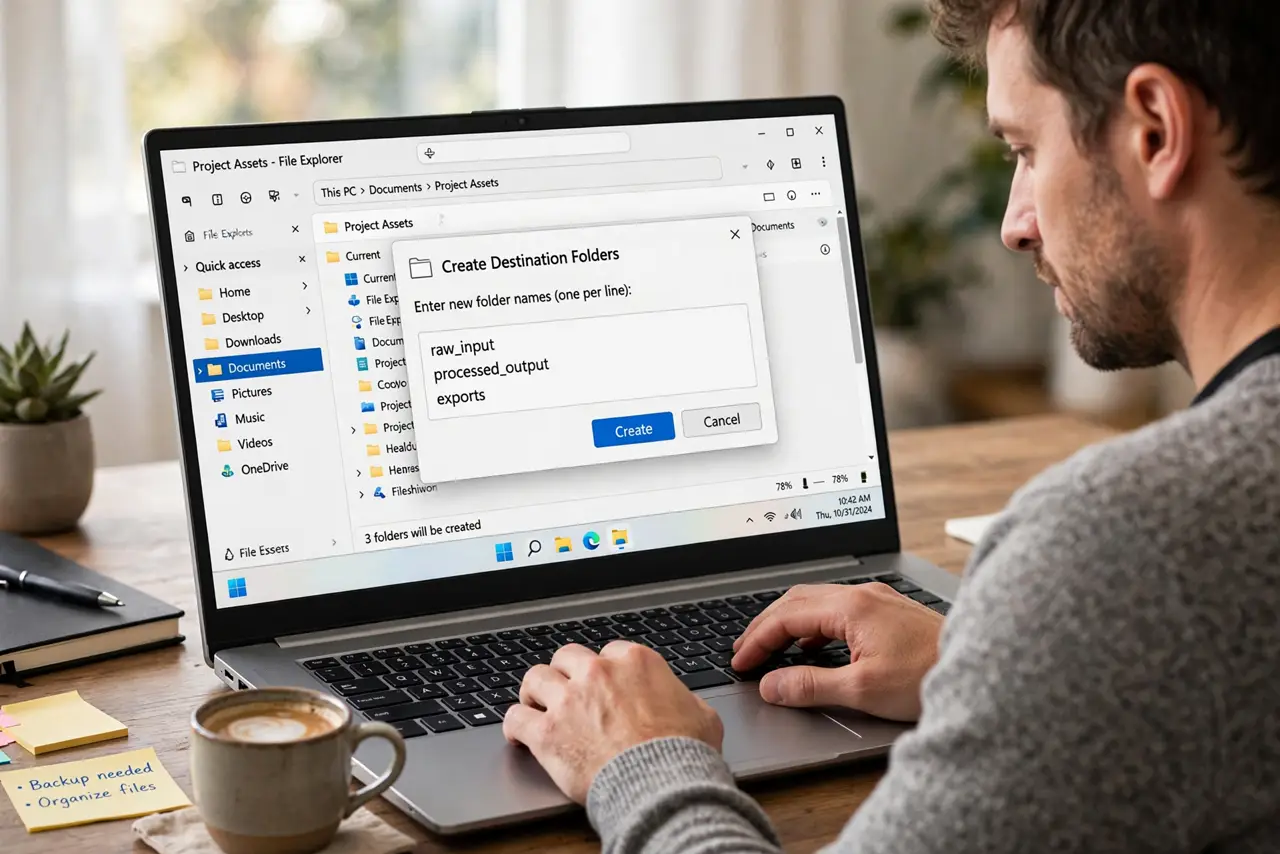 Step 1 in action for Auto-Sort Your Downloads Folder: Create the destination folders.