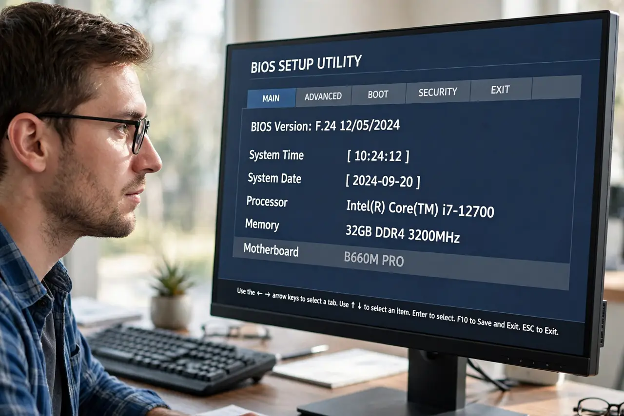A person calmly performing the guide's first step: Enter the BIOS.