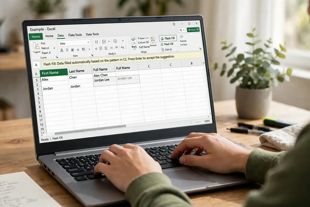A person carrying out step one: set up an example column.
