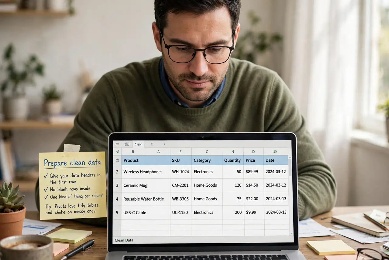 A person performing the first step of the guide: Prepare clean data.