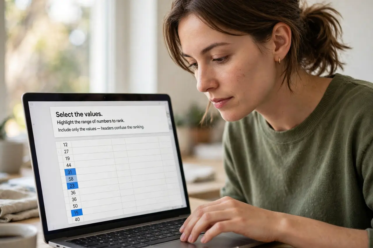 A person performing the first step of the guide: Select the values.