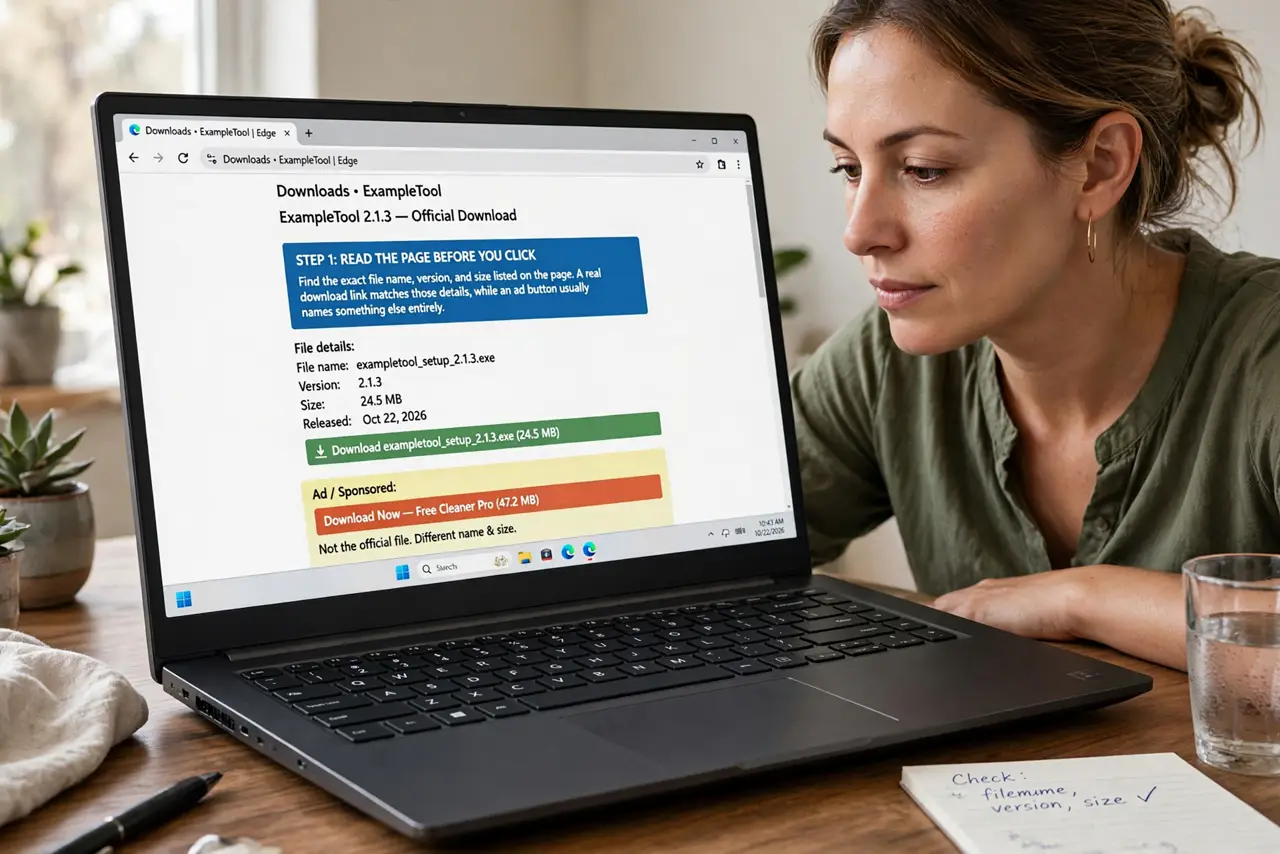 Fake Download Button? Find the Real One Safely — step 1 being performed on the device.