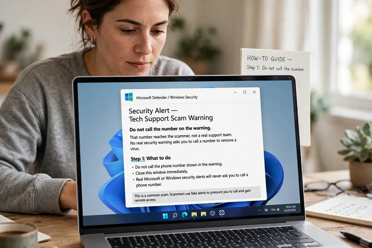 Fake Virus Warning Blocks Browser? Close It Safely — step 1 being performed on the device.