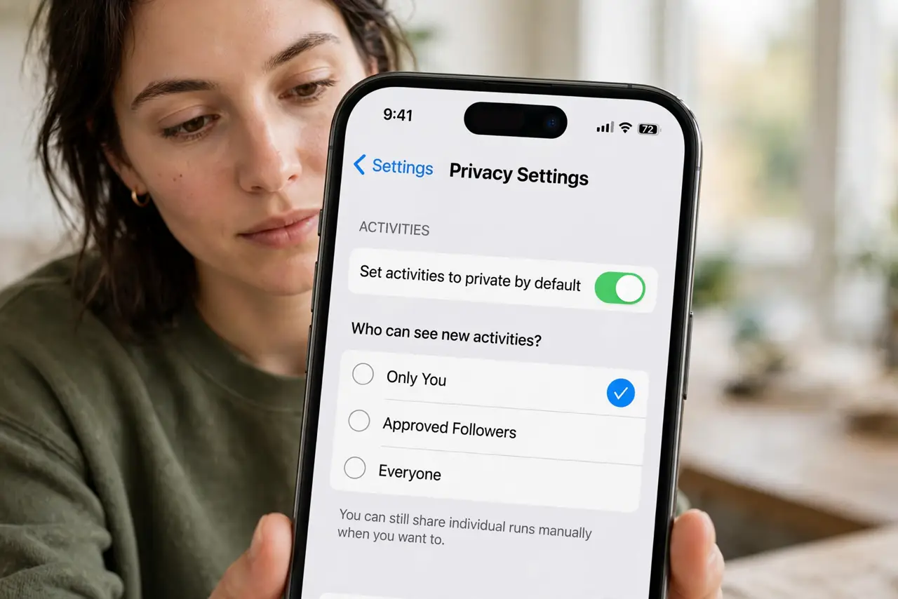 A person performing the first step of the guide: Set activities to private by default.