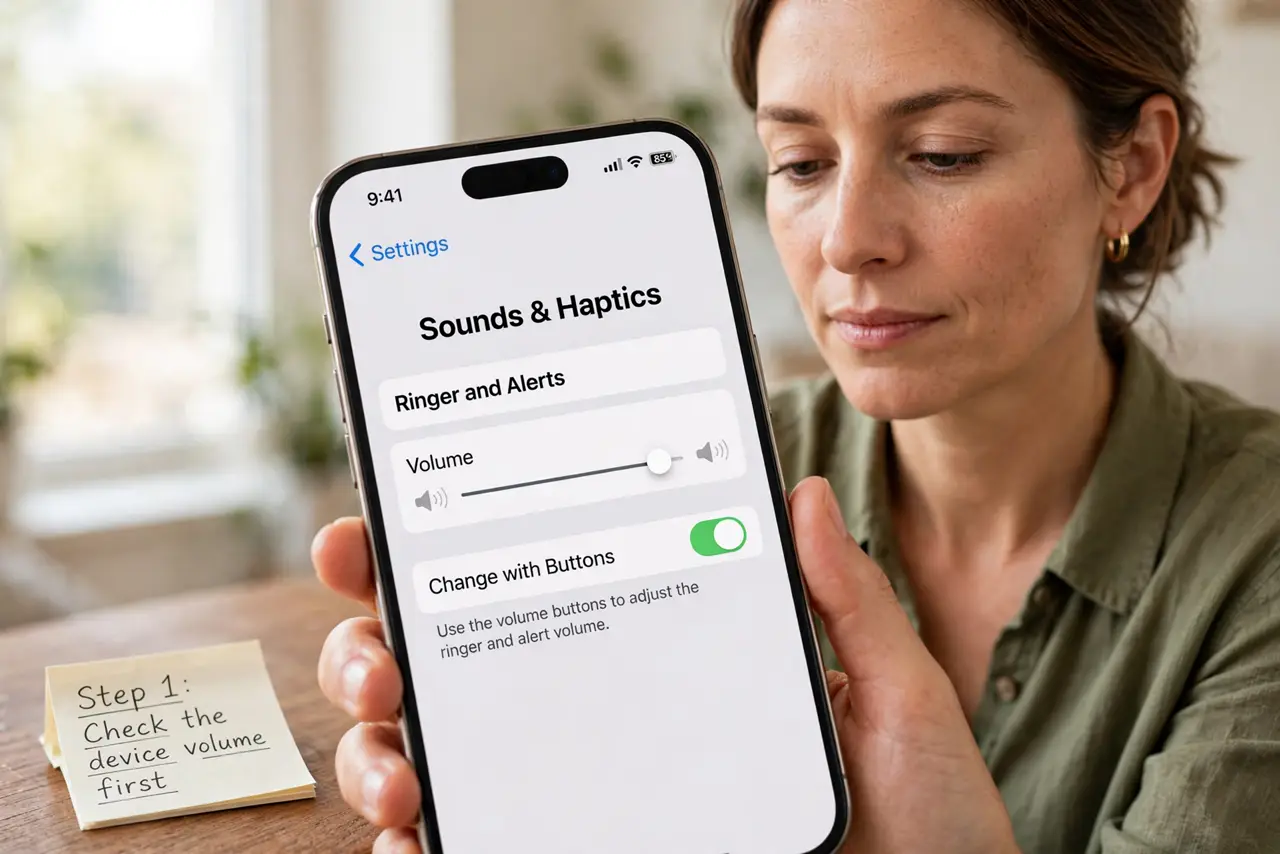 Person performing step 1 of Focus Timer Sound Does Not Play? Fix It
