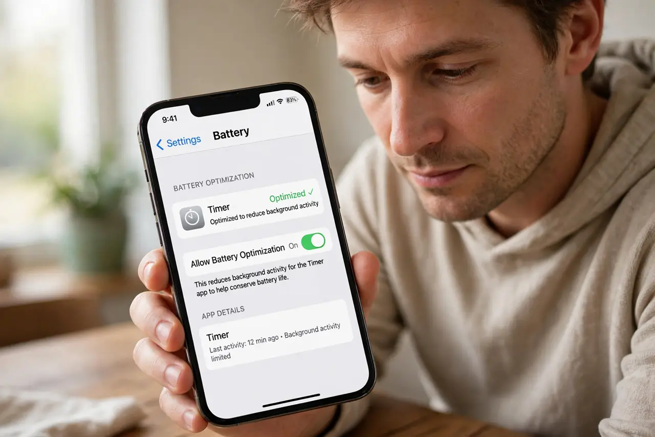 Person performing step 1 of Focus Timer Stops When Screen Locks? Fix It