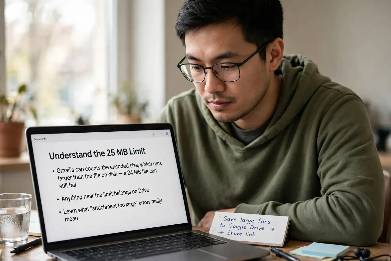 A person performing the first step of the guide: Understand the 25 MB limit.