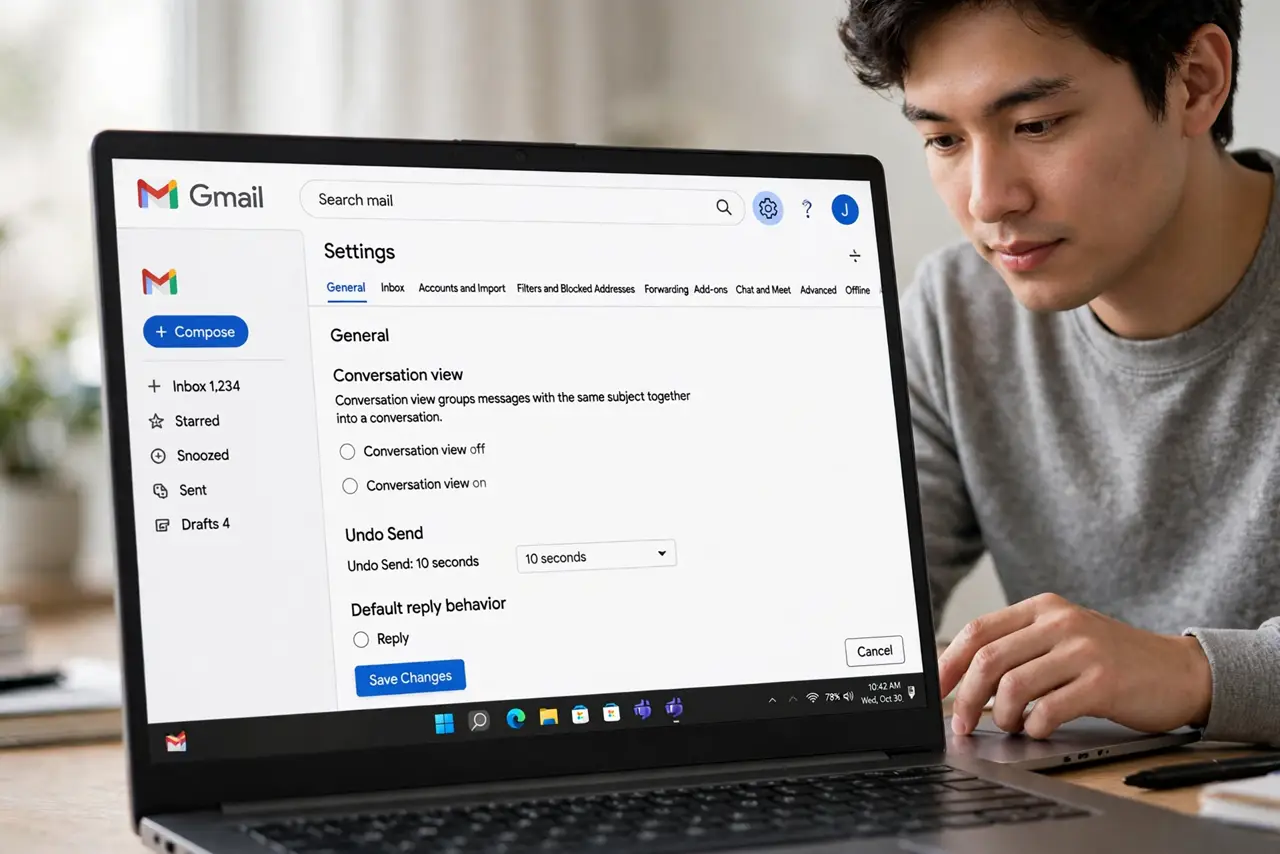 A person performing step 1: Open the General settings tab.