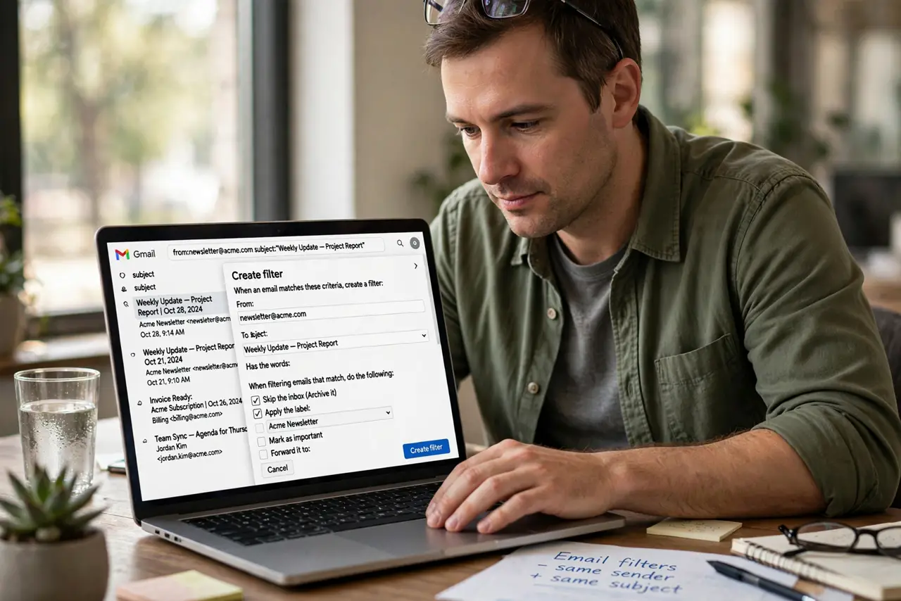 A person performing the first step of the guide: Open a representative email.
