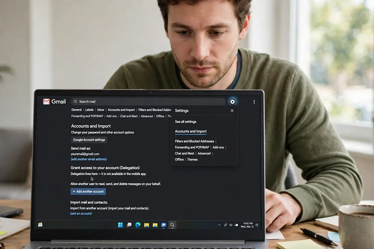 A person performing the first step of the guide: Open the Accounts settings.