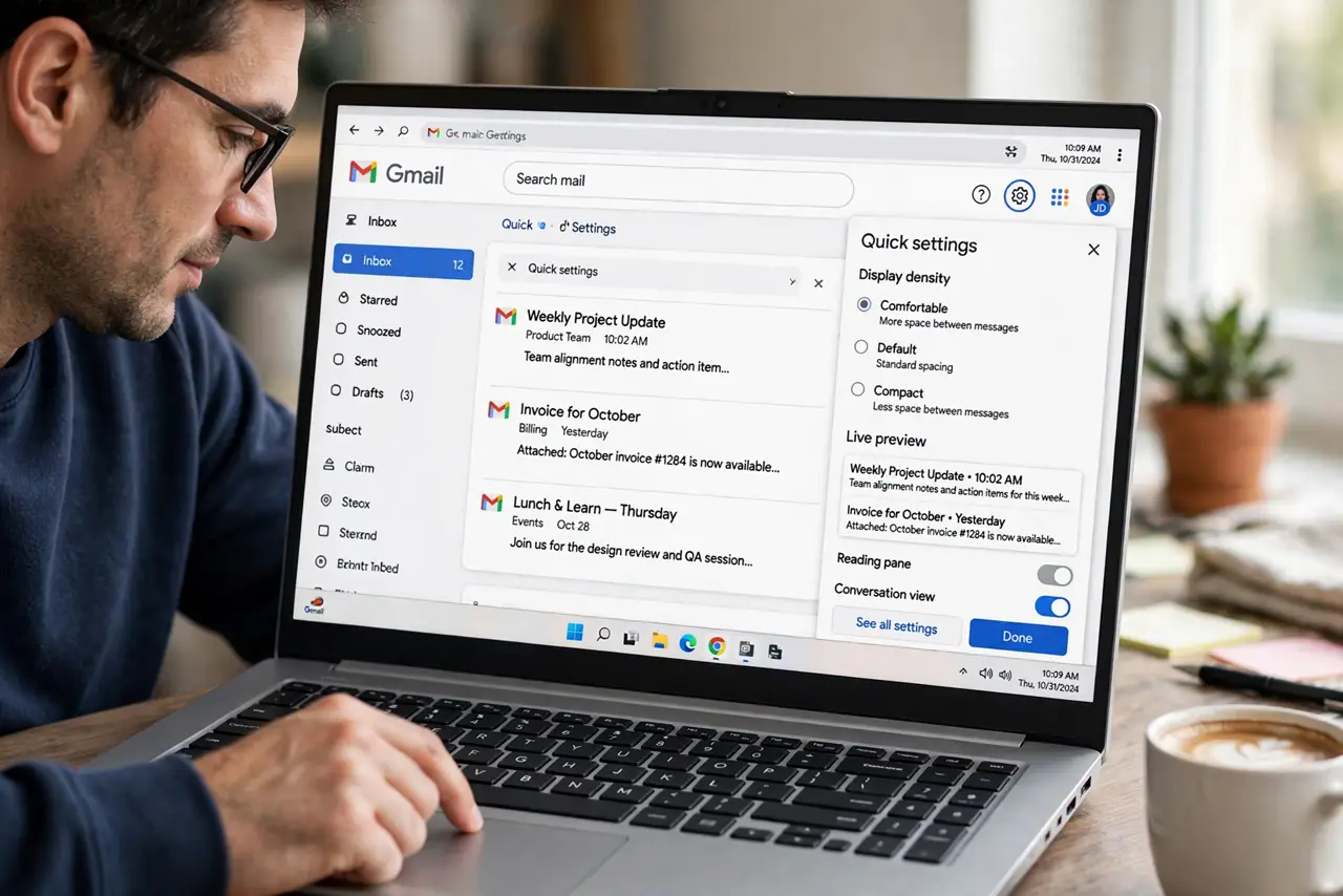 A person performing step 1: Open the quick settings panel.
