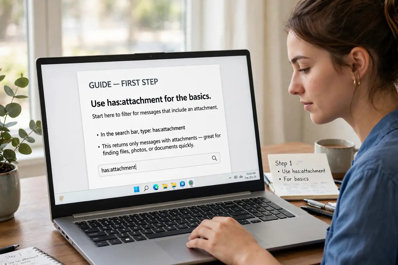 A person doing the guide's first step: Use has:attachment for the basics.