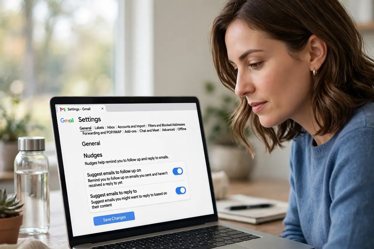 A person performing the first step of the guide: Find the Nudges setting.
