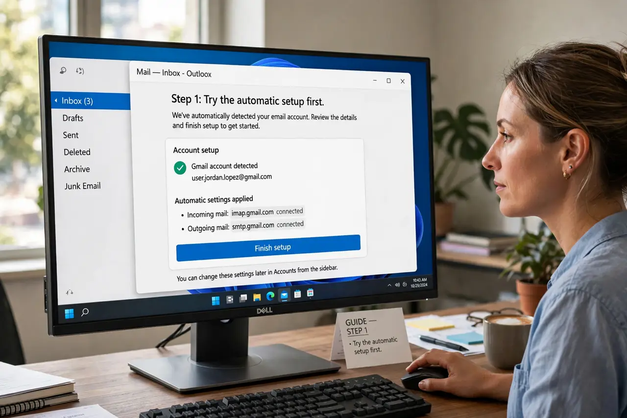 A person doing the guide's first step: Try the automatic setup first.