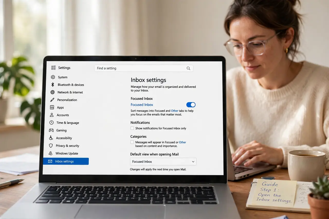 A person doing the guide's first step: Open the Inbox settings.