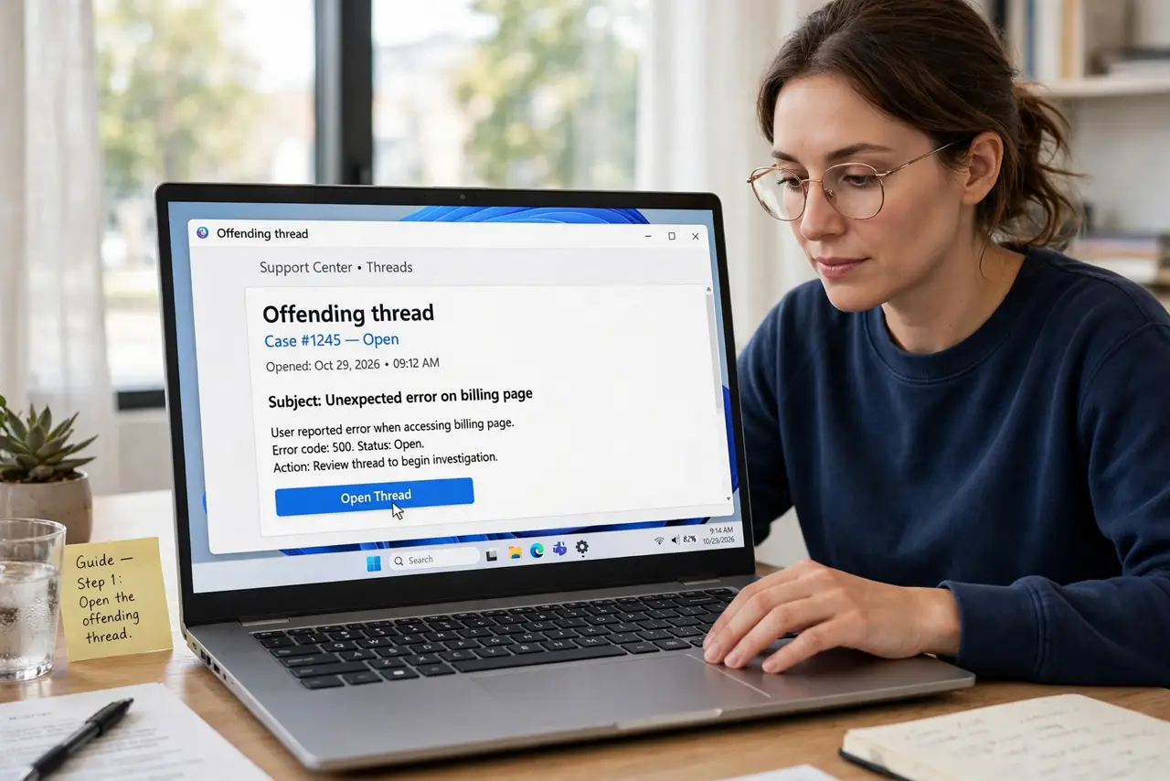 A person doing the guide's first step: Open the offending thread.