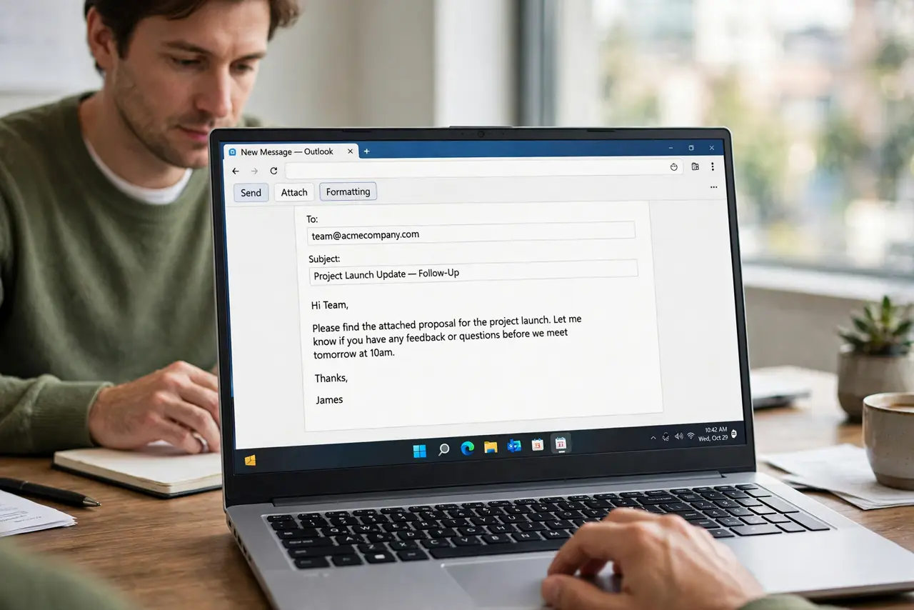Step 1 in action for Schedule an Email to Send Later in Gmail: Compose the email normally.