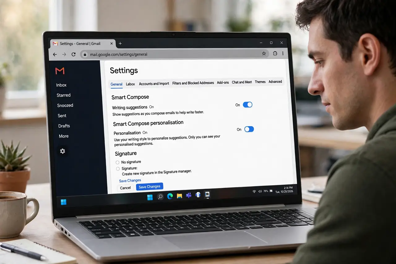 A person performing step 1: Open the General settings tab.
