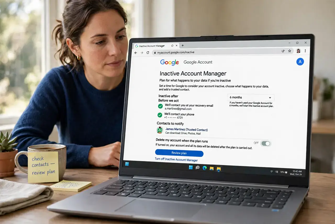 Step 1 in action for Google's Inactive Account Manager: Open Inactive Account Manager.