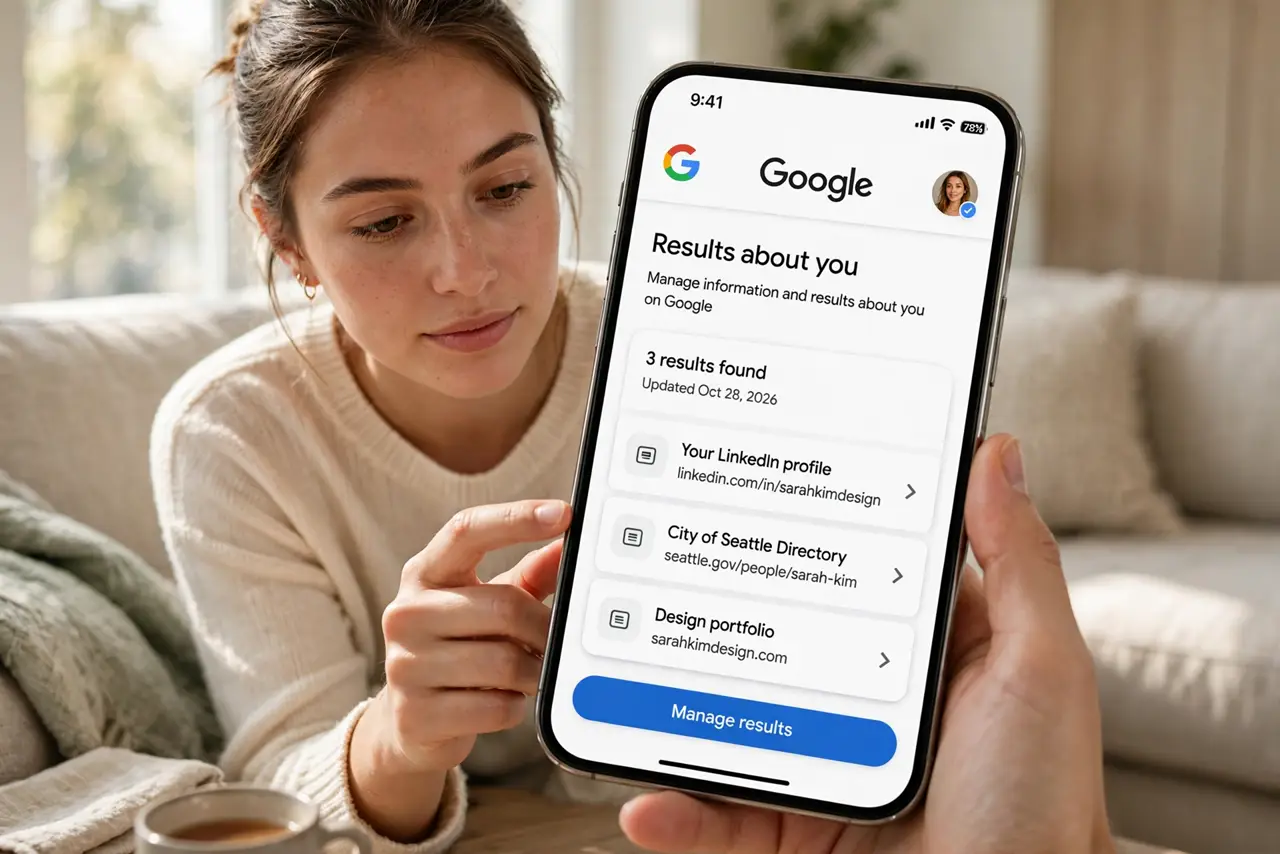 A person performing the first step: Find the tool. In the Google app tap your profile picture and look for 'Results.