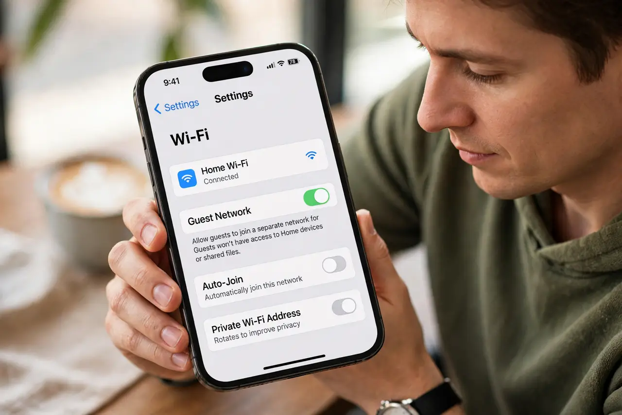 Step 1 in action for Set Up Guest Wi-Fi for Visitors: Find the guest network setting.