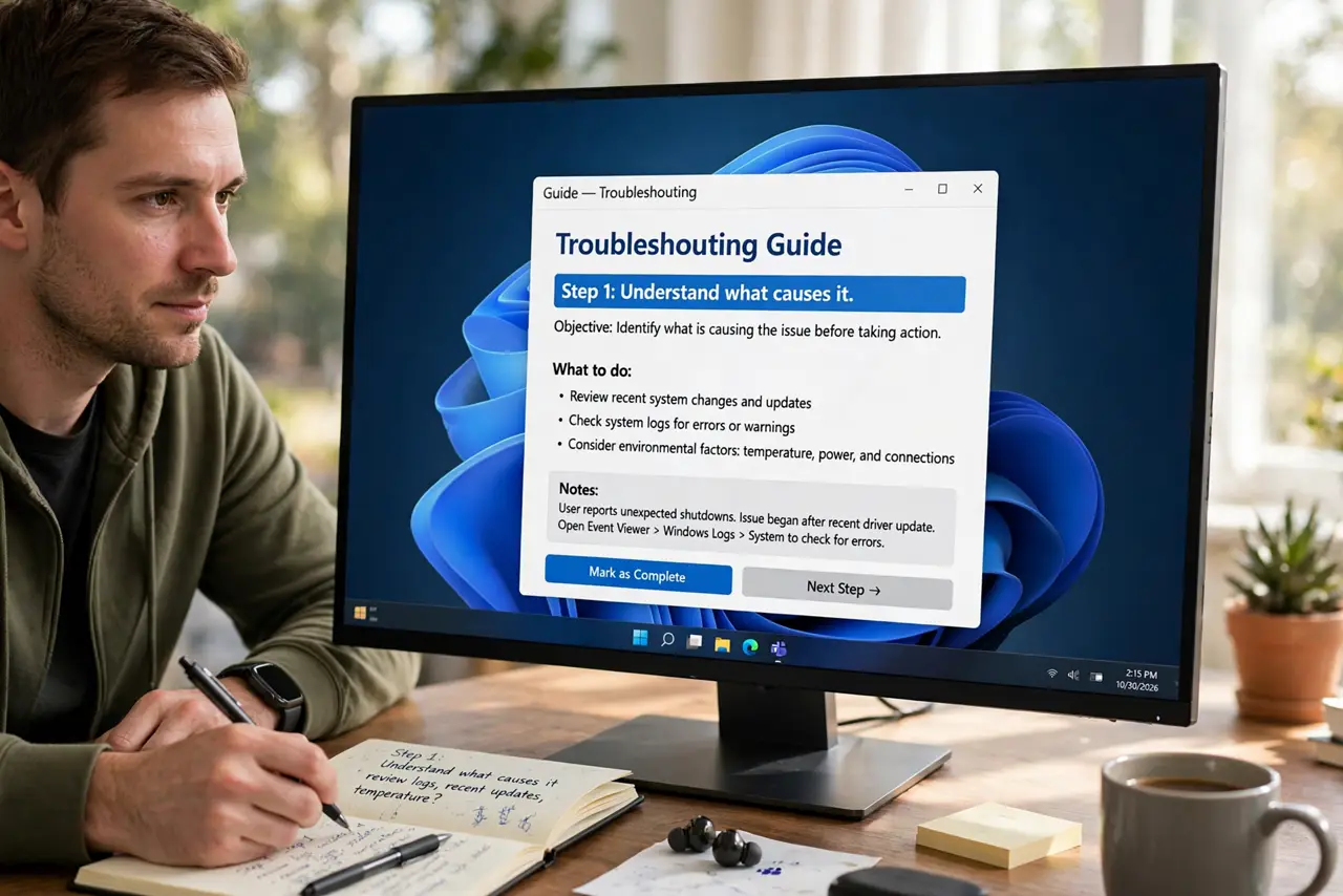 A person doing the guide's first step: Understand what causes it.