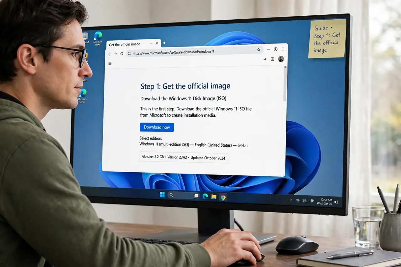 A person doing the guide's first step: Get the official image.