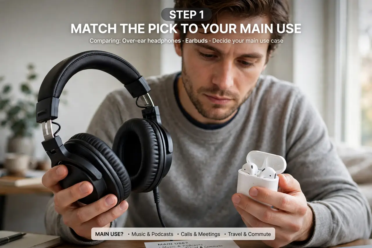 A person carrying out step one: match the pick to your main use.