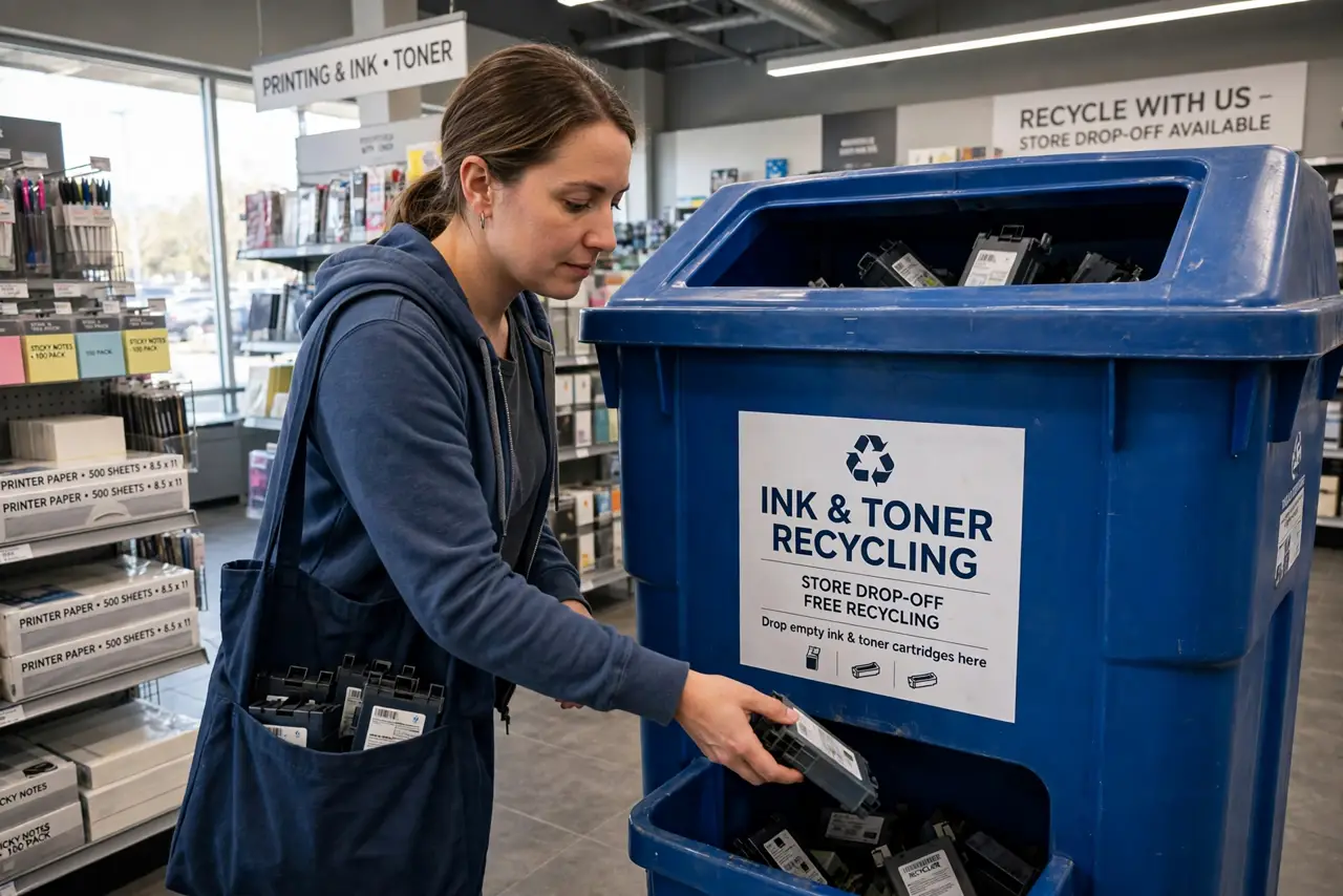A person carrying out step one: use store drop-off.