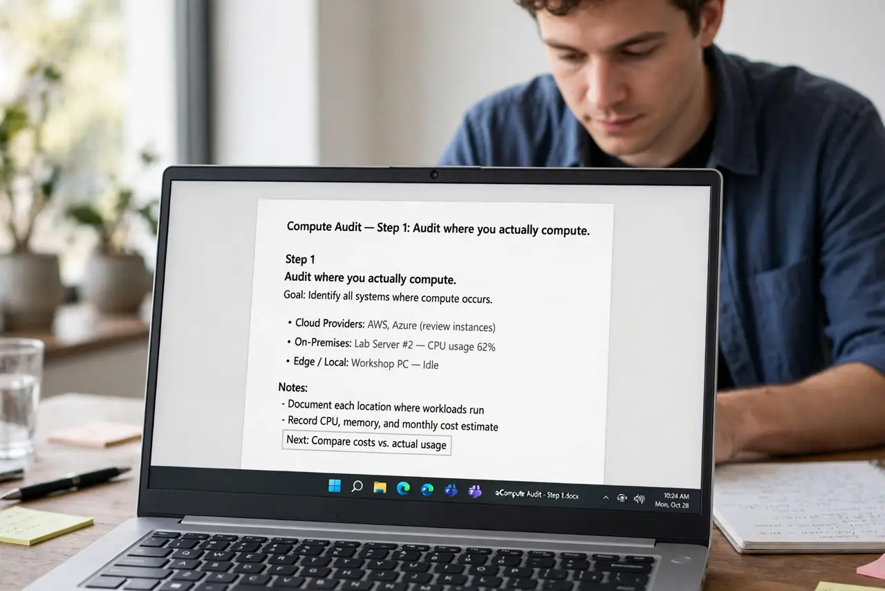A person doing the guide's first step: Audit where you actually compute.
