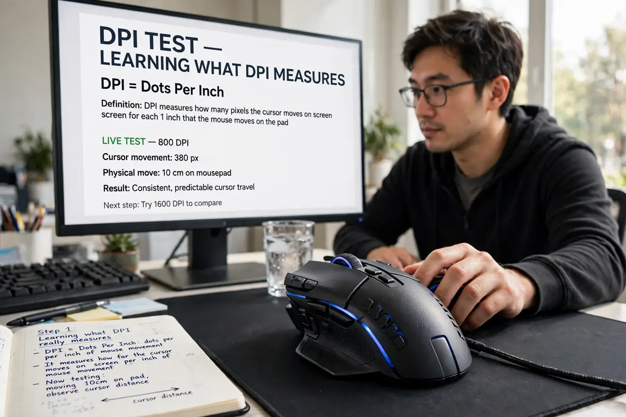 A person carrying out step one: learn what dpi really measures.