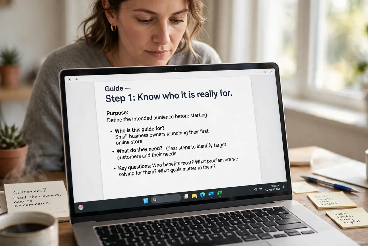 A person doing the guide's first step: Know who it is really for.