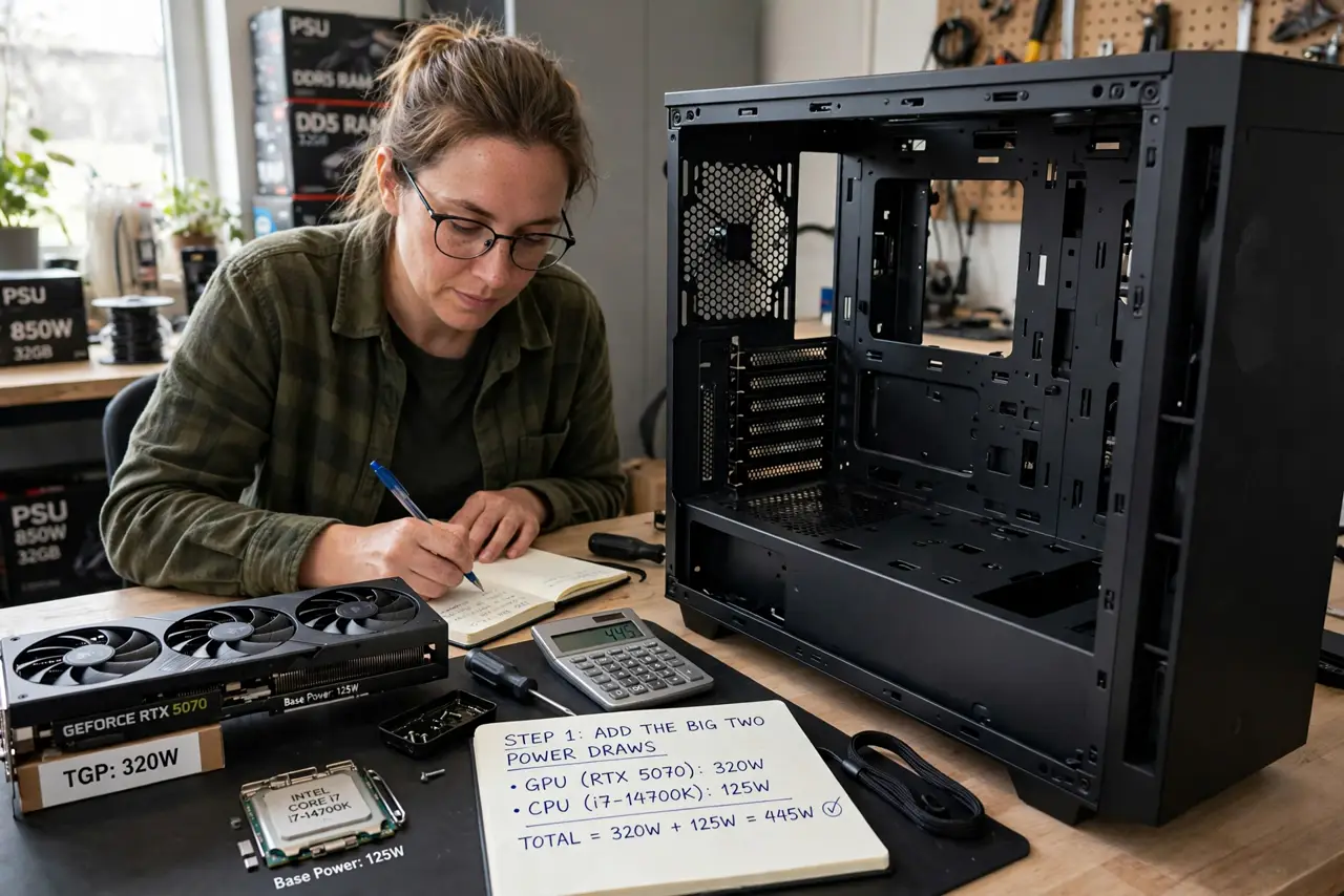 A person carrying out step one: add up the big two.