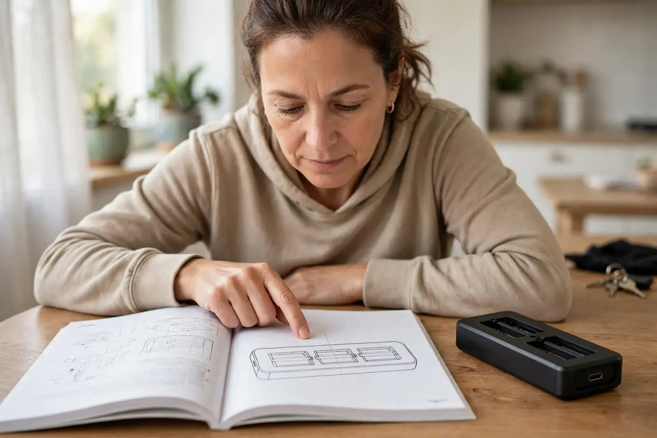 A person doing the guide's first step: Find the manual's slot diagram.