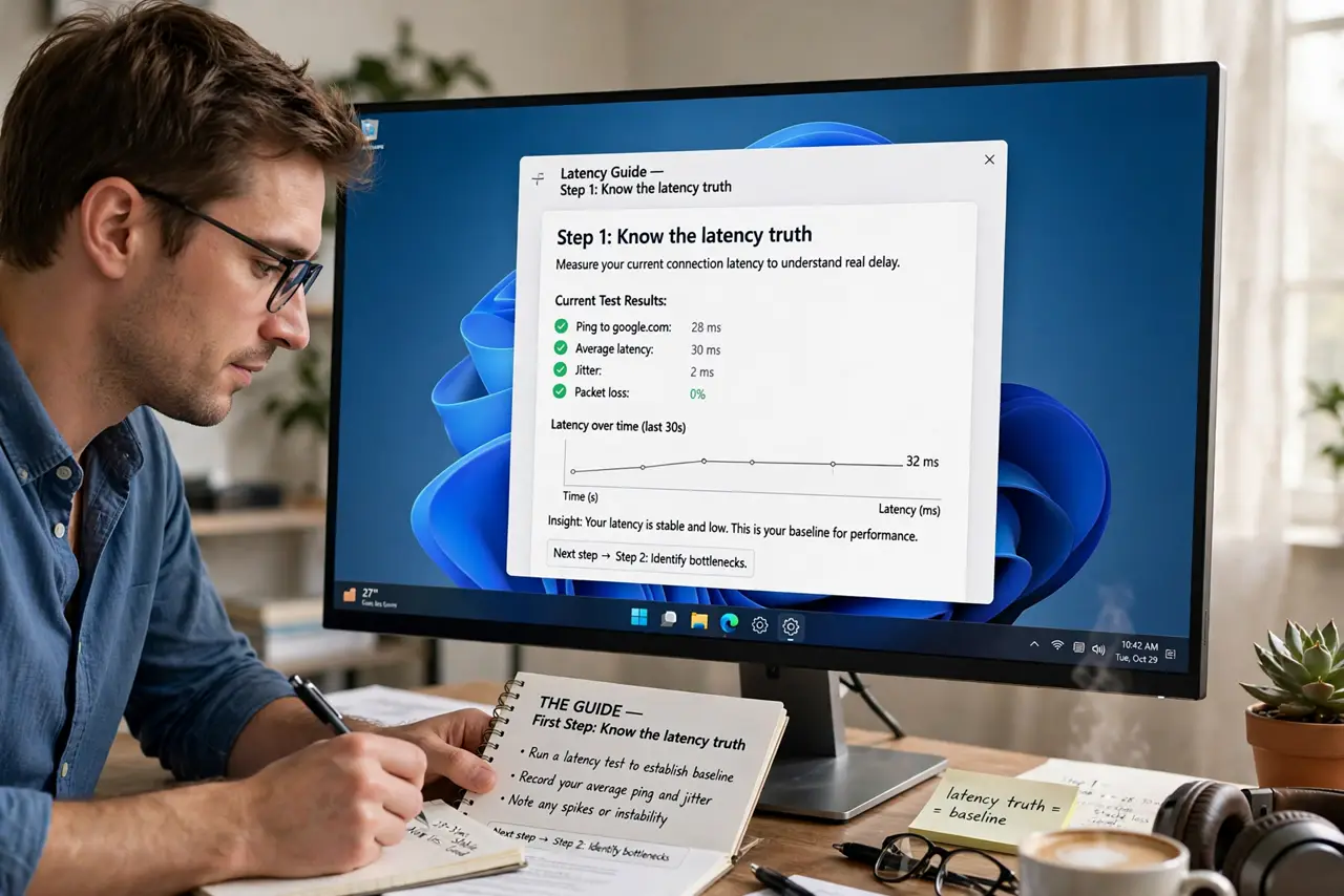 A person doing the guide's first step: Know the latency truth.