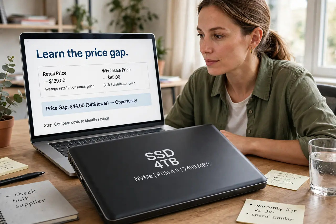A person calmly performing the guide's first step: Learn the price gap.